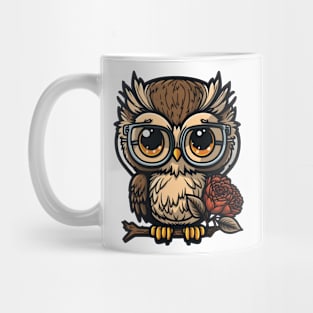 Owl with a Rose Mug